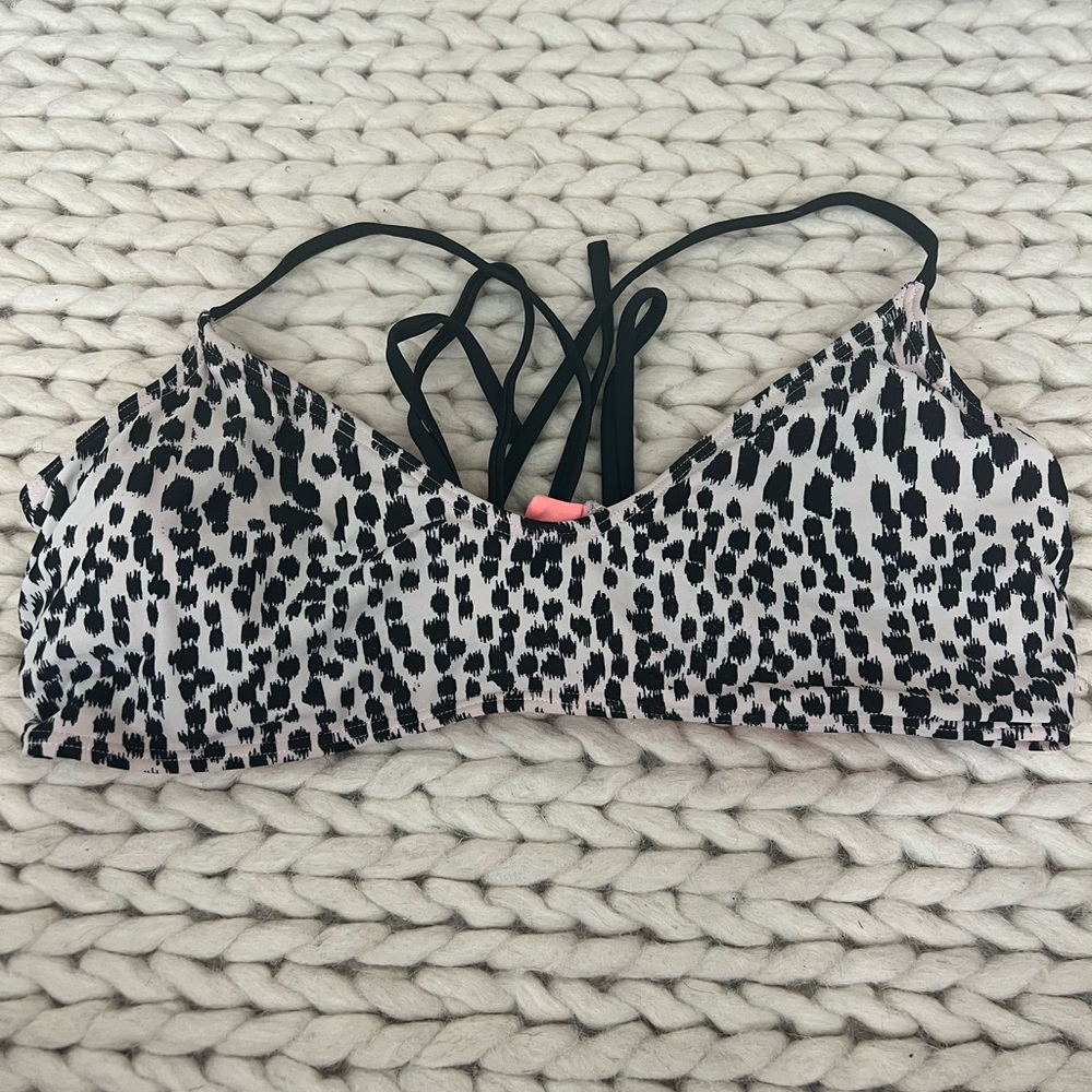 Xhilaration Black & White Animal-Print Strappy Bikini Top